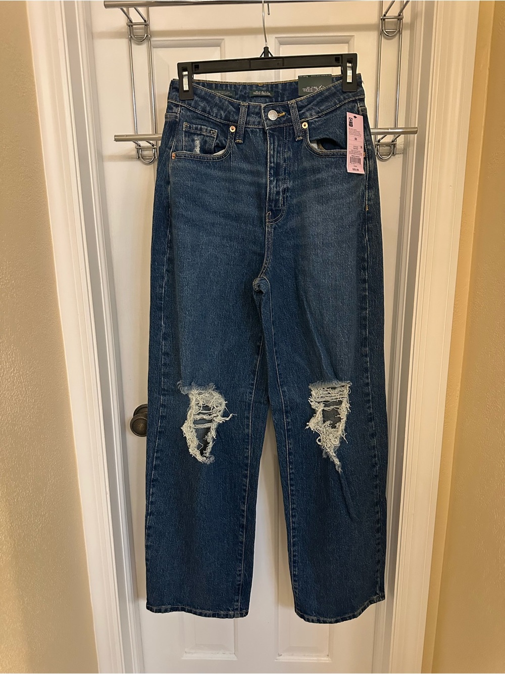 wild fable Dark Blue Distressed Boyfriend Jeans